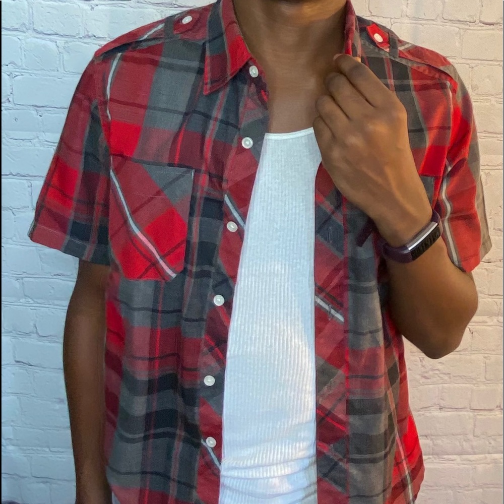 ❤️🖤Ecko unltd boys plaid short sleeve shirt ❤️🖤 - Picture 8 of 13